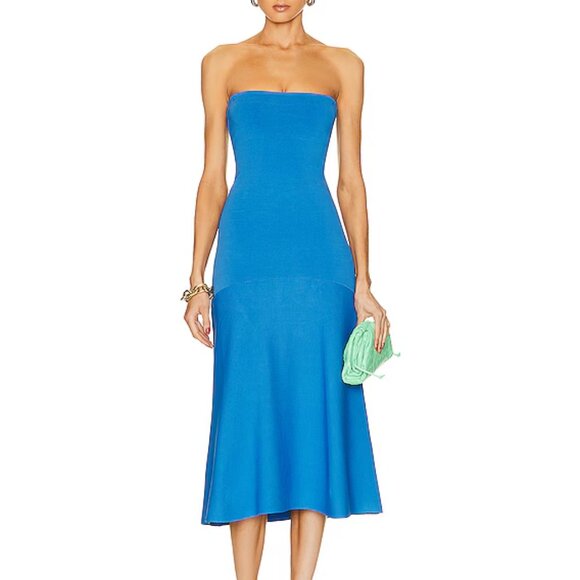A.L.C. Dean Dress Palace Blue bandage body con Midi strapless hourglass $550 S - Picture 2 of 12